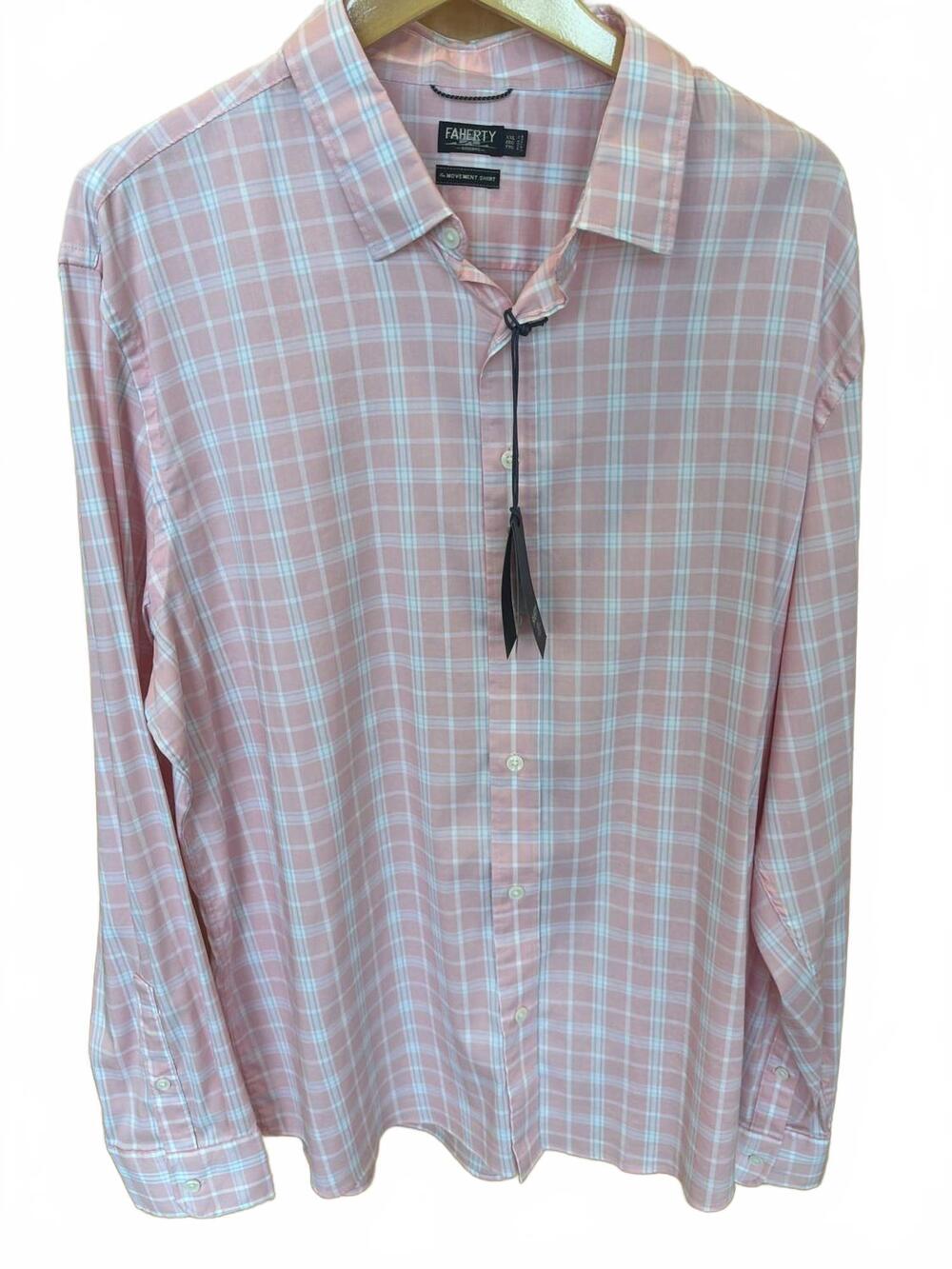 NEW FAHERTY men's movement shirt in pink multi